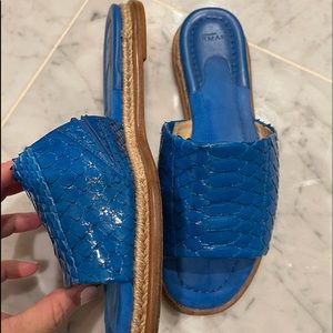 EUC blue alexandre Birman python sandals slides